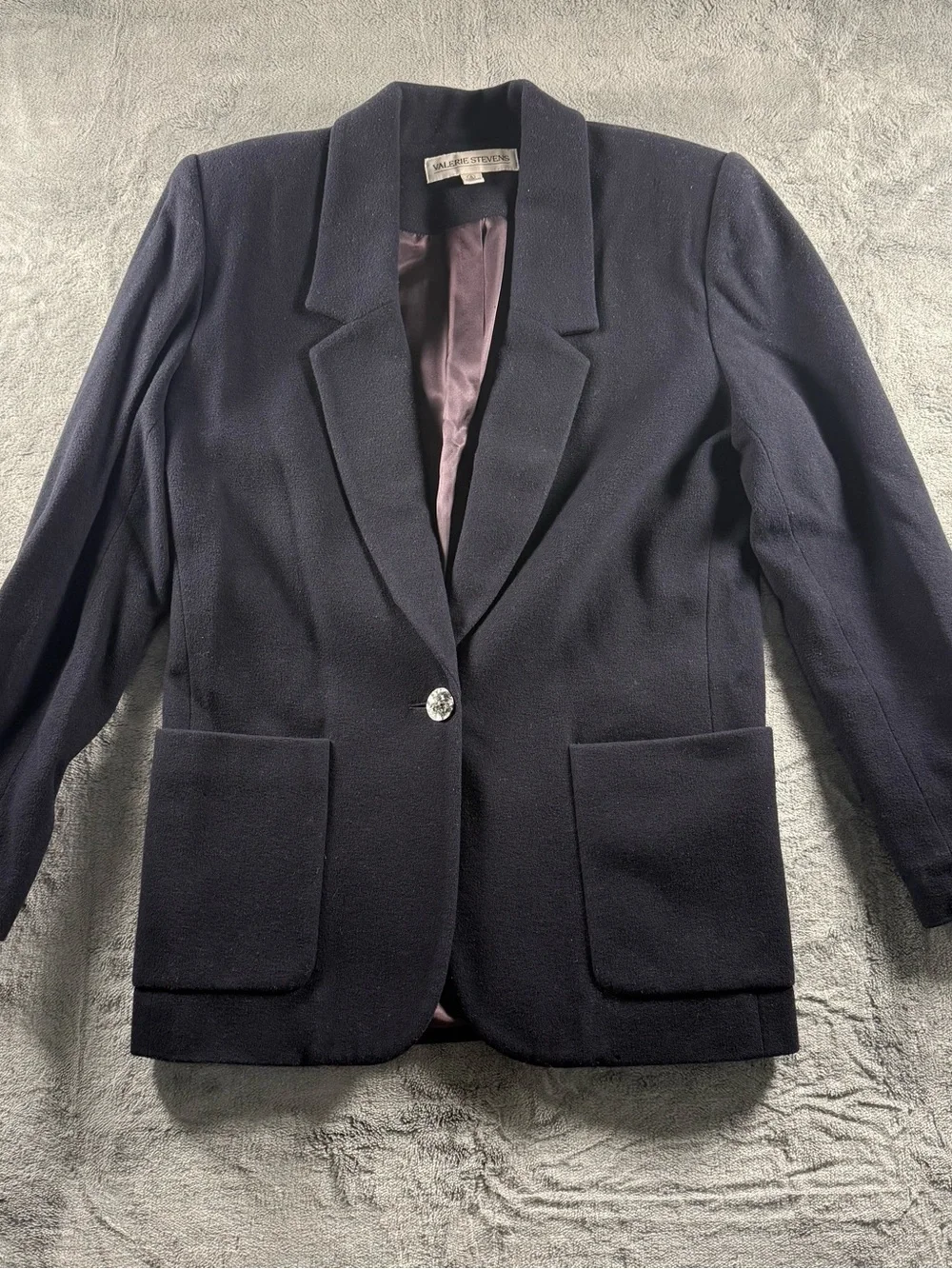 Valerie Stevens Women's Navy Wool Cashmere Blend Blazer Size 4